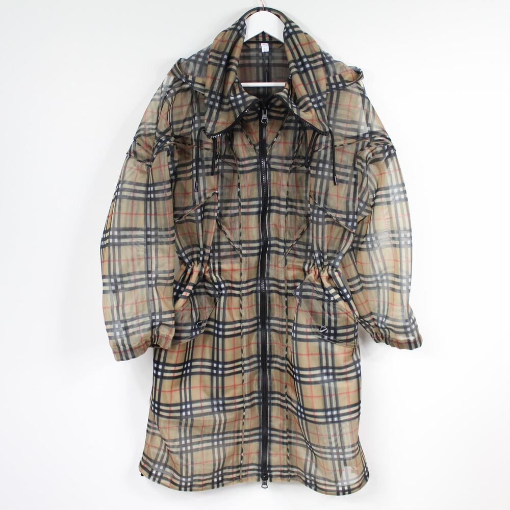 Burberry Nova Check Mesh Plaid Transparent Long Jacket - Picture 10 of 16
